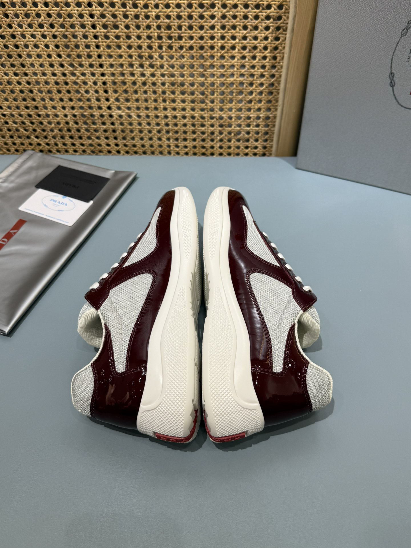 Prada Americas Cup Lace-Up Sneakers Burgundy