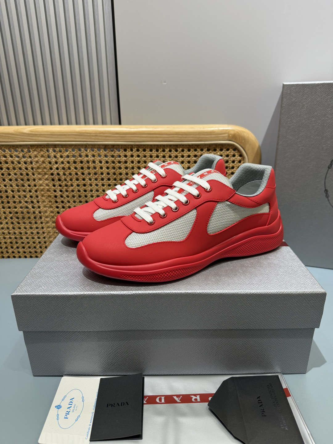 Prada Americas Cup Sneakers Red