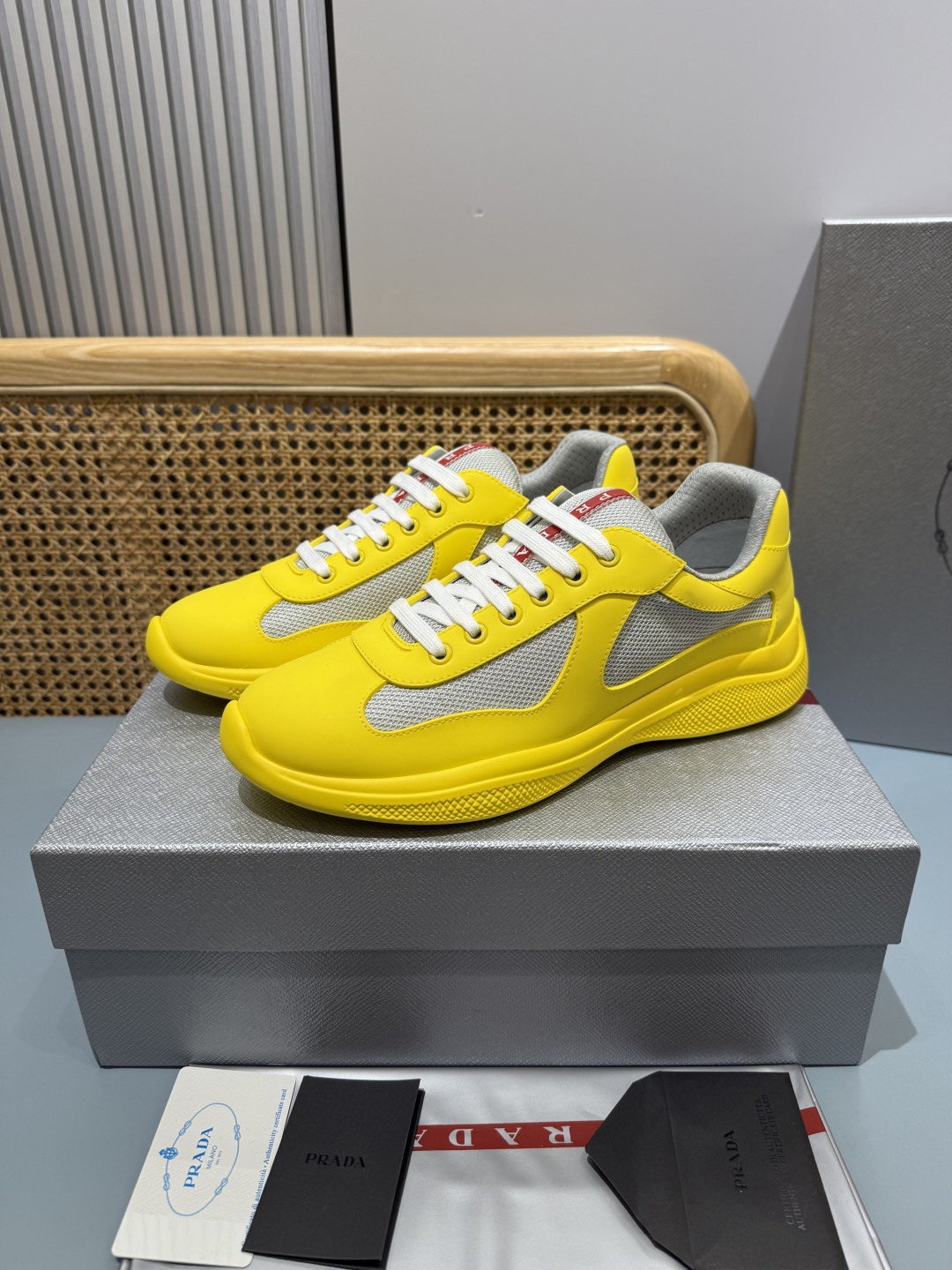 Prada Americas Cup Sneakers Lemon Yellow