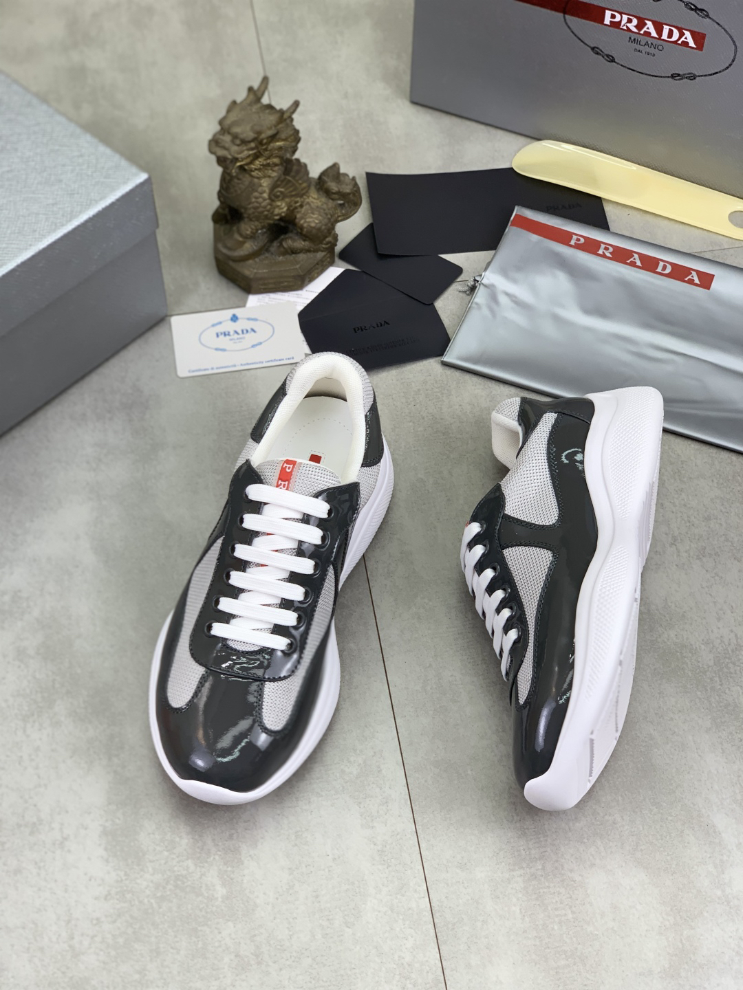 Prada Leather Mesh Sneakers Black