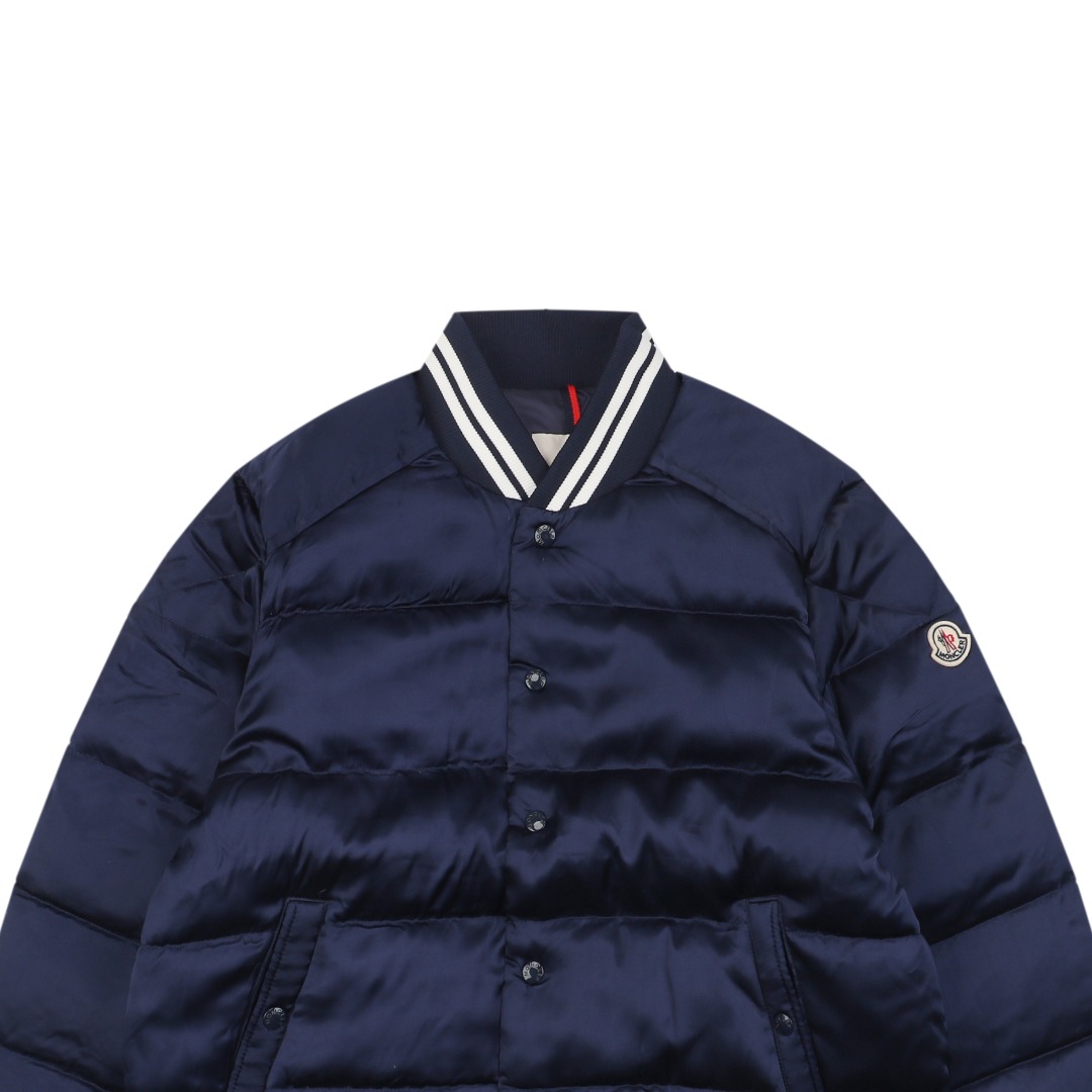 Moncler M Logo Down Varsity Jacket Navy