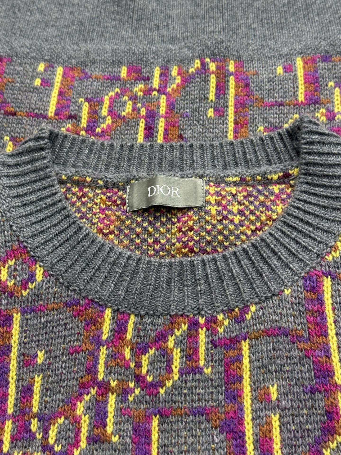 Dior Oblique Jacquard Wool Sweater Multicolor