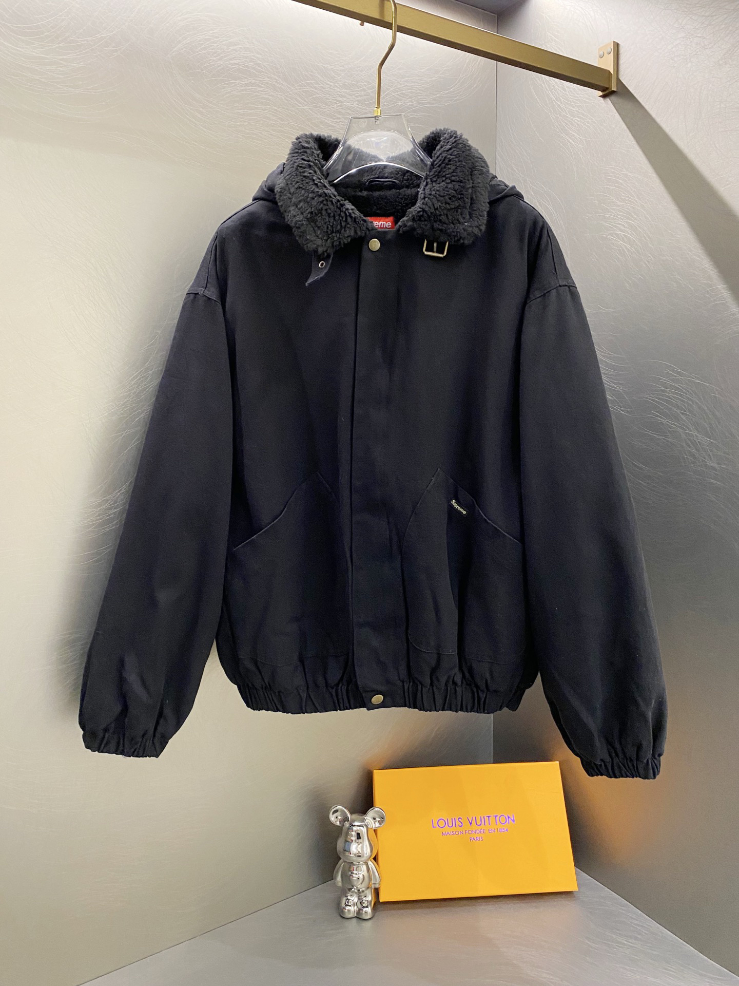 Supreme Faux Shearling Bomber Jacket Black