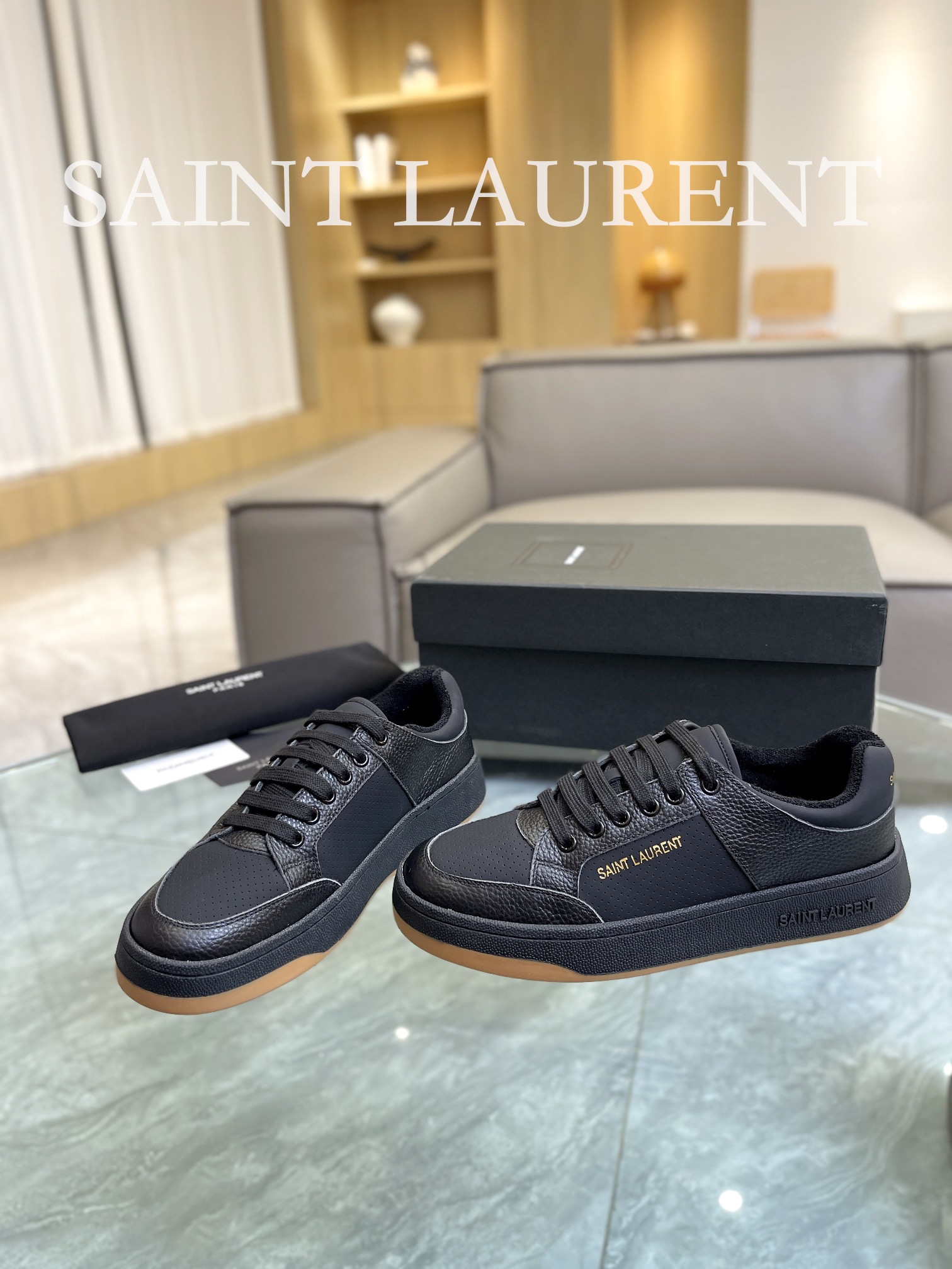 YSL SL61 Leather Sneakers Black