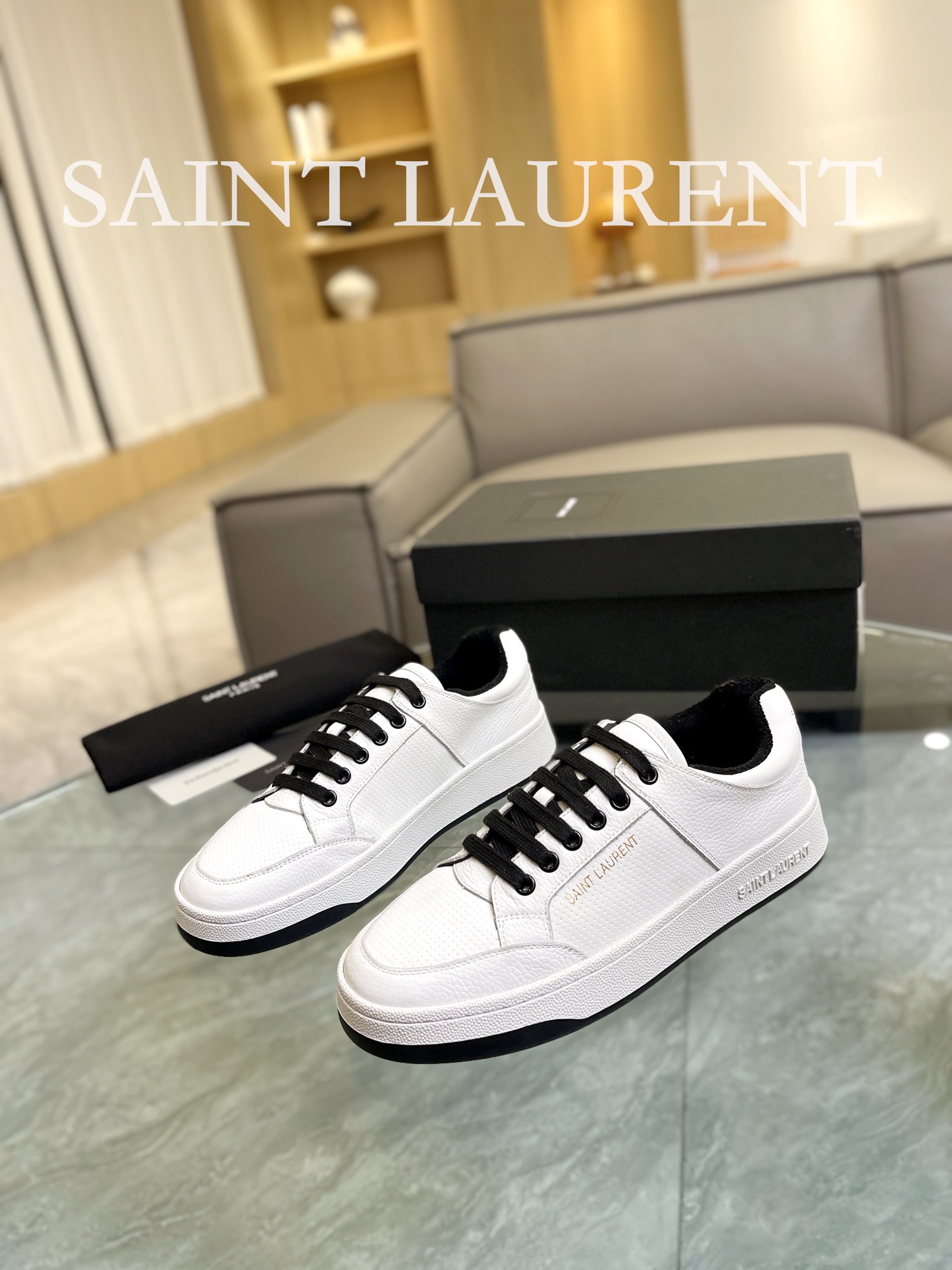 YSL SL61 Leather Sneakers White