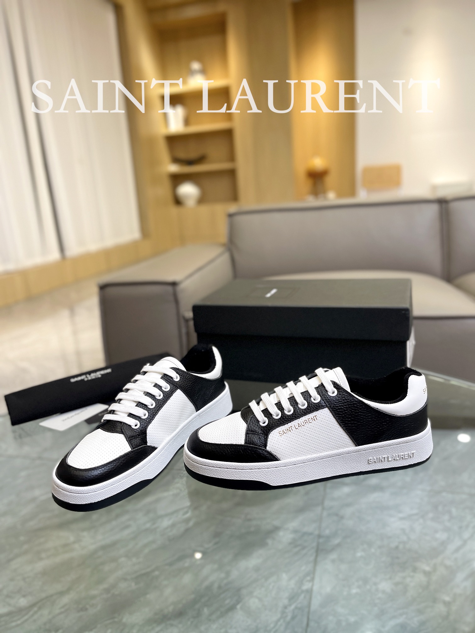 YSL SL61 Low-Top Sneakers Black/White