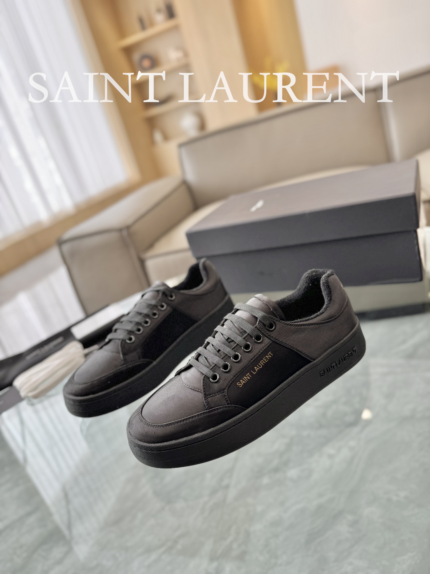 YSL SL61 Leather Sneakers Black