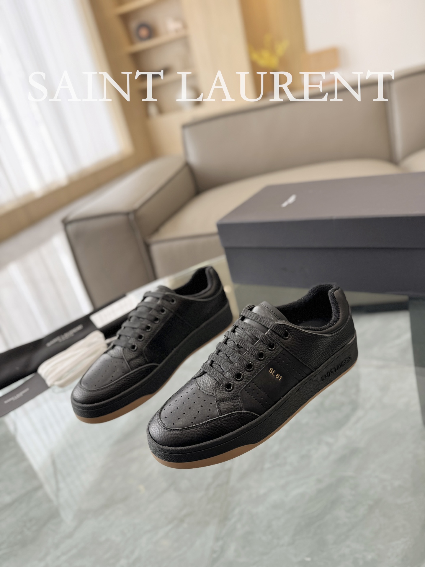 YSL SL61 Leather Sneakers Black
