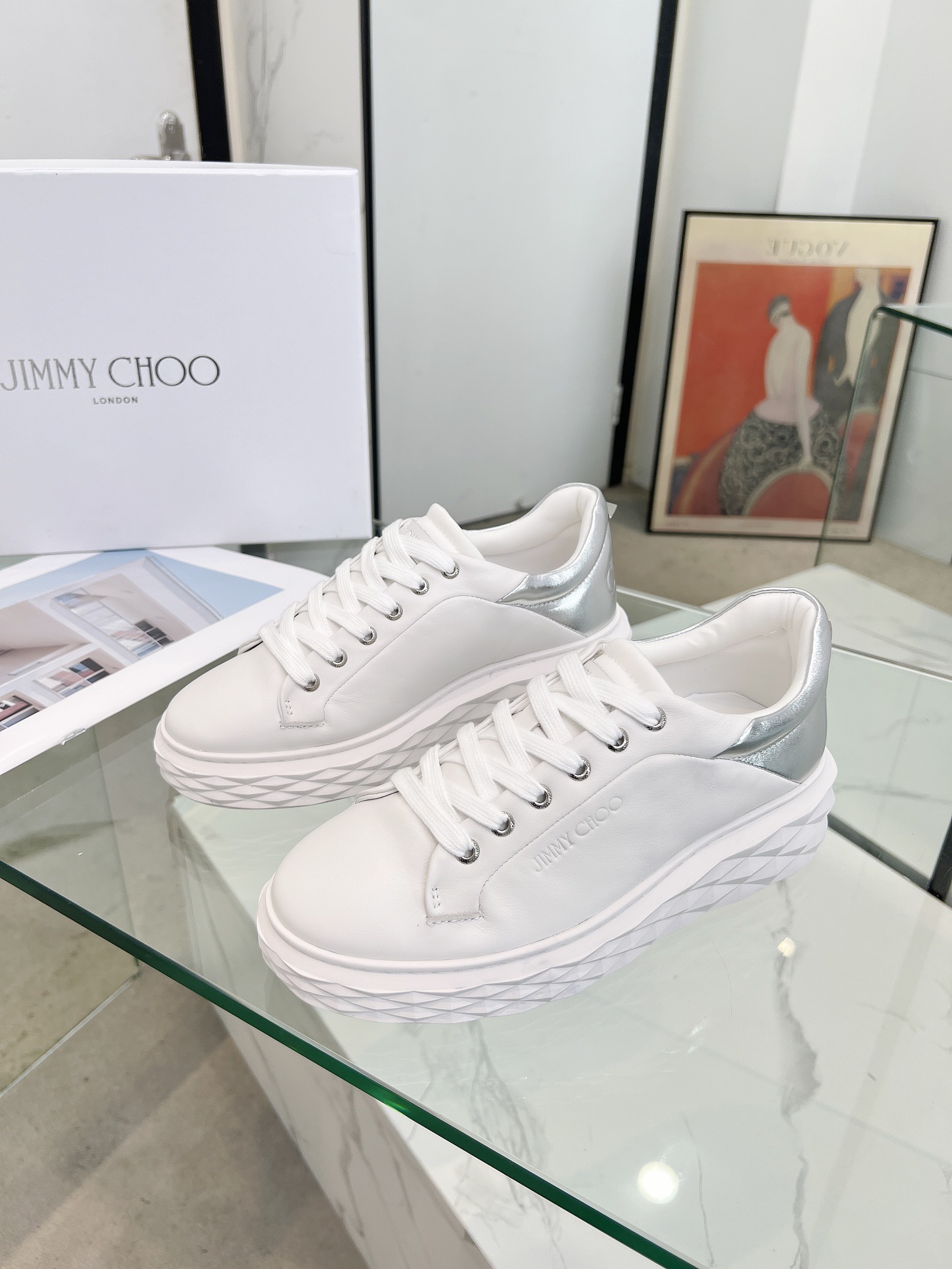 Jimmy Choo Diamond Sneakers White/Silver