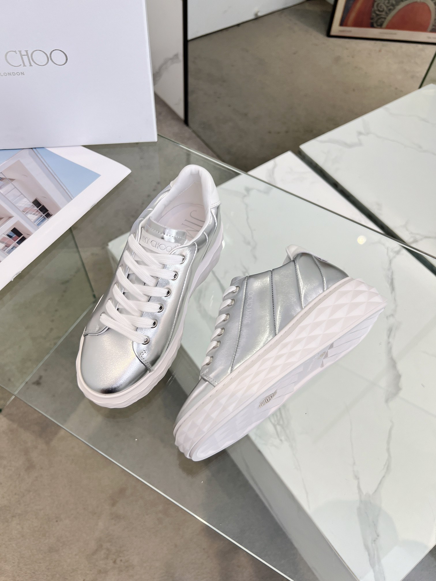 Jimmy Choo Diamond Sneakers Silver