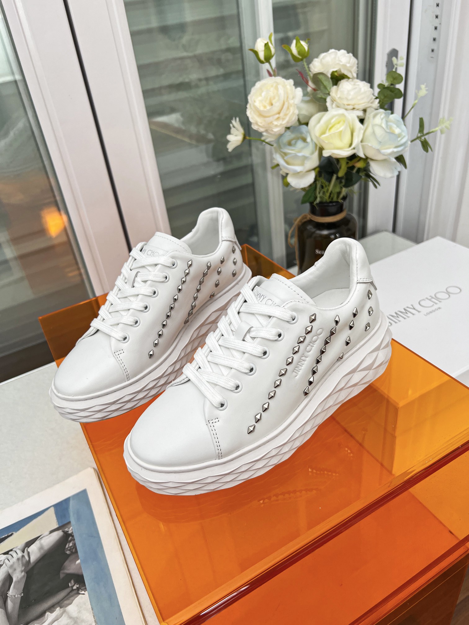 Jimmy Choo Diamond Stud Sneakers White
