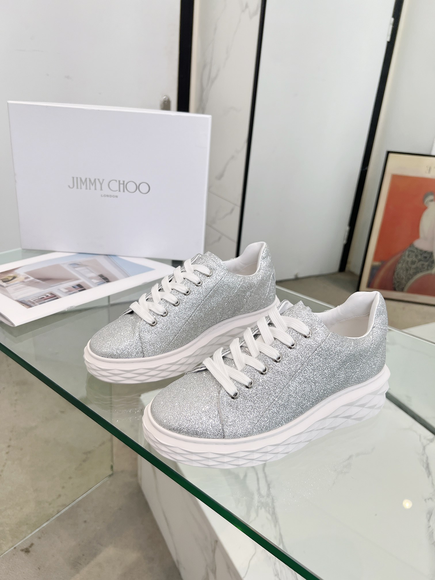 Jimmy Choo Diamond Sneakers Silver