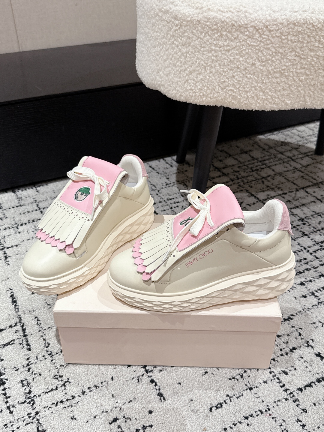 Jimmy Choo Fringe Platform Golf Sneakers Pink