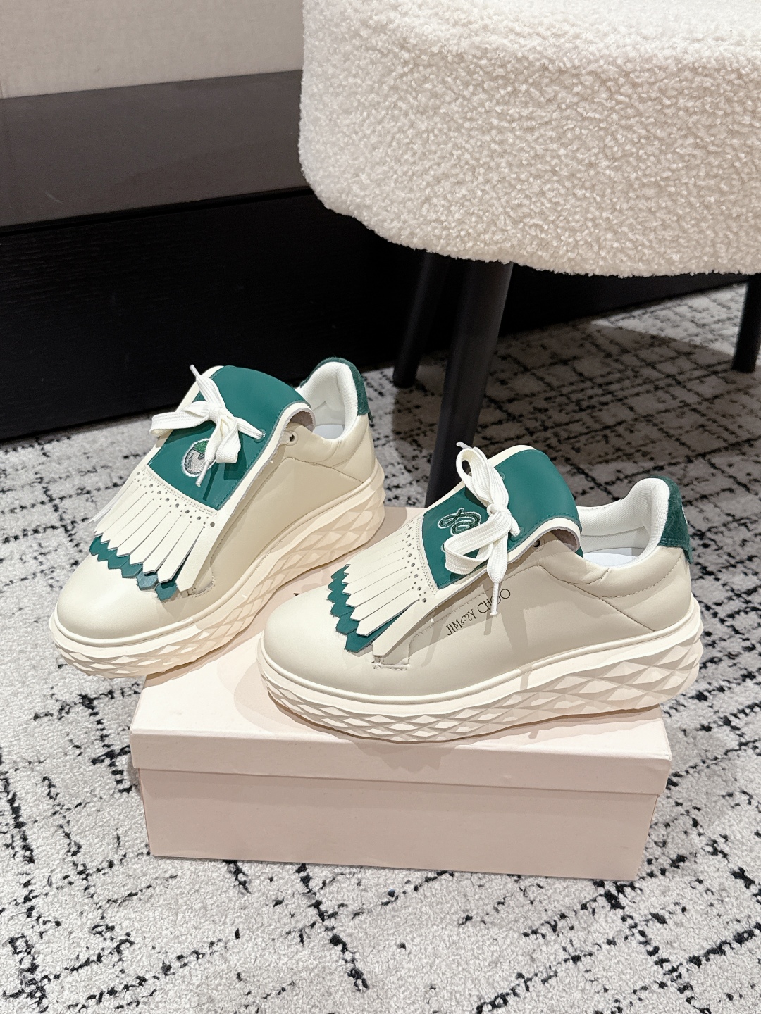 Jimmy Choo Fringe Platform Golf Sneakers Green