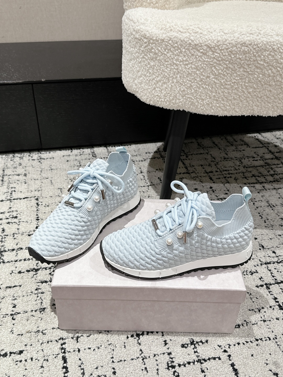 Jimmy Choo Knit Sock Sneakers Light Blue