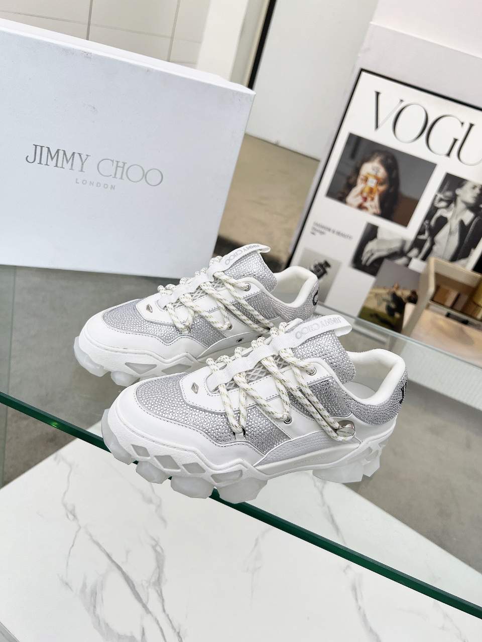 Jimmy Choo Diamond X II M Dad Sneakers Silver/White