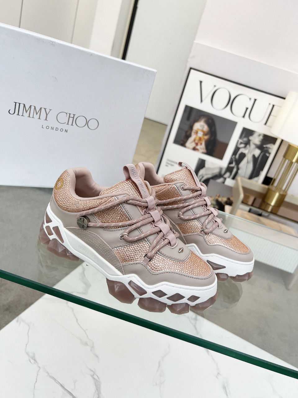 Jimmy Choo Diamond X II Dad Sneakers Pink