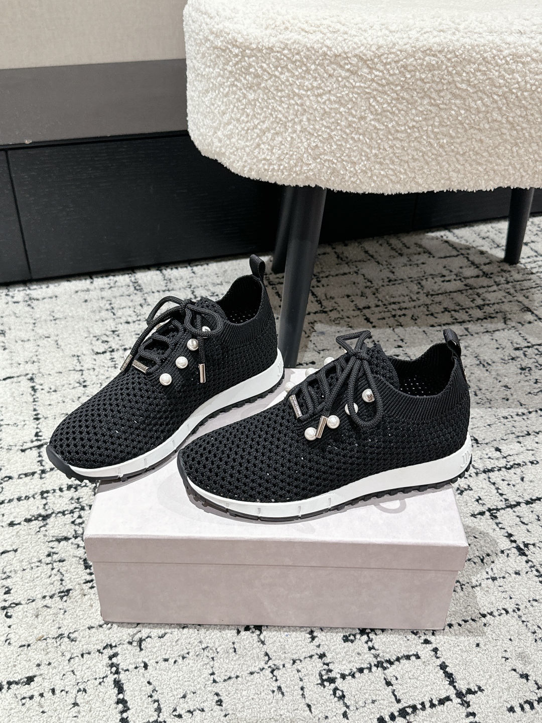 Jimmy Choo Pearl Knit Sock Sneakers Black