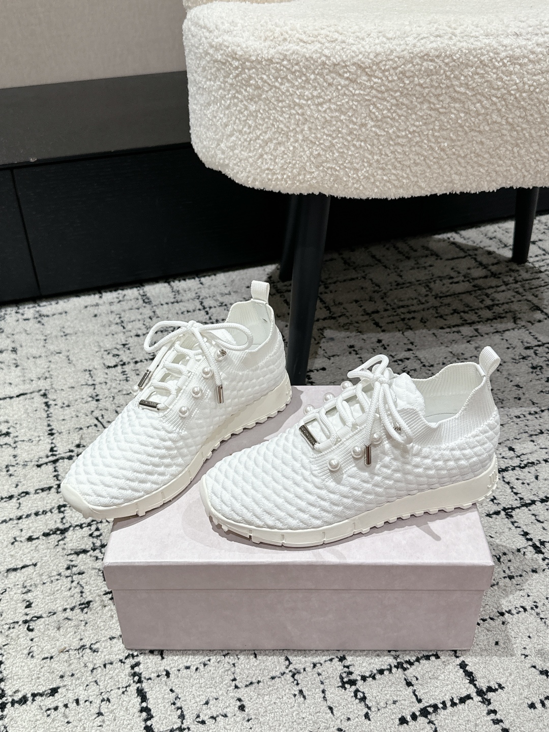 Jimmy Choo Knit Sock Sneakers White