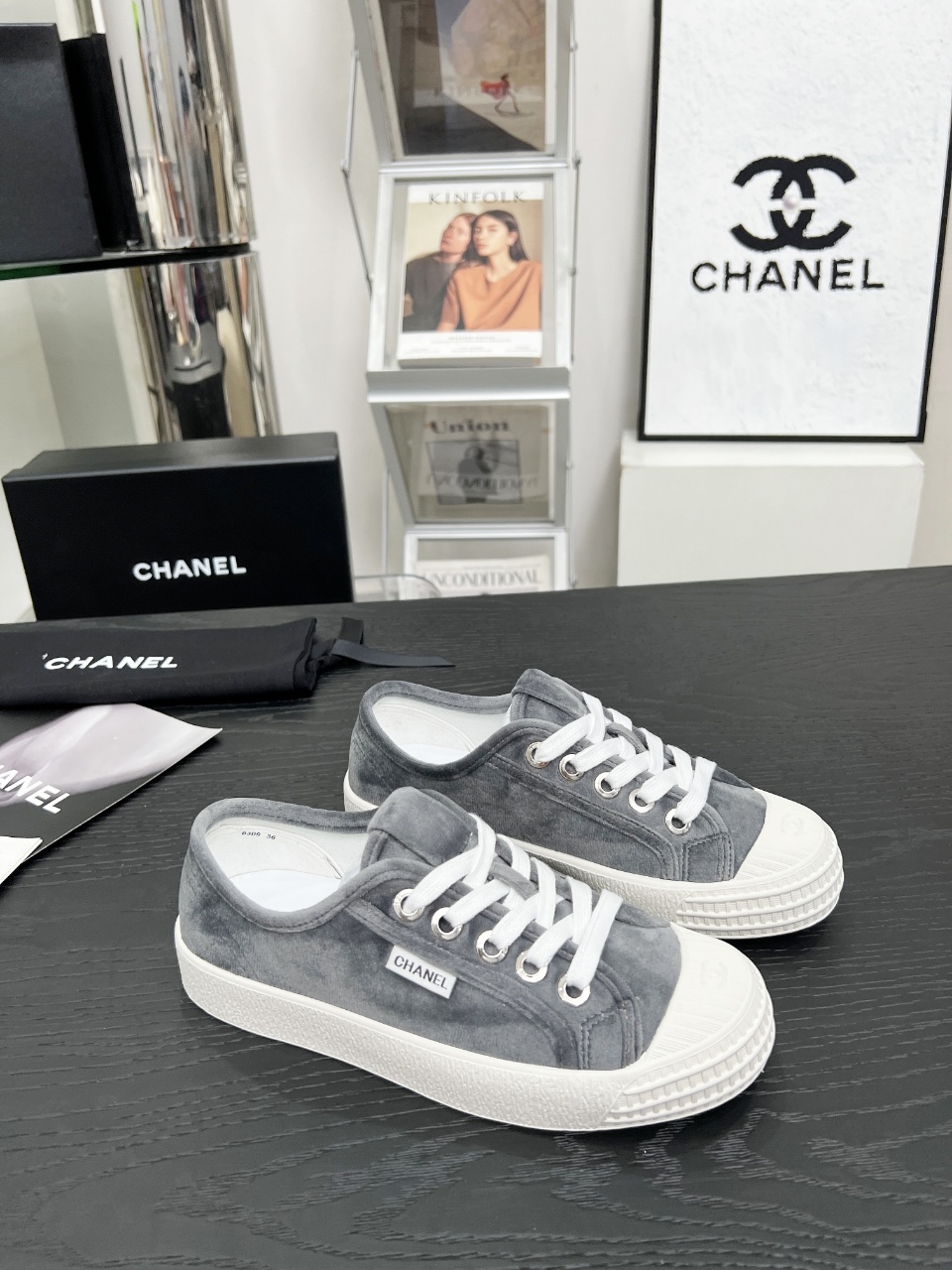 Chanel Vintage Low-Top Sneakers Gray
