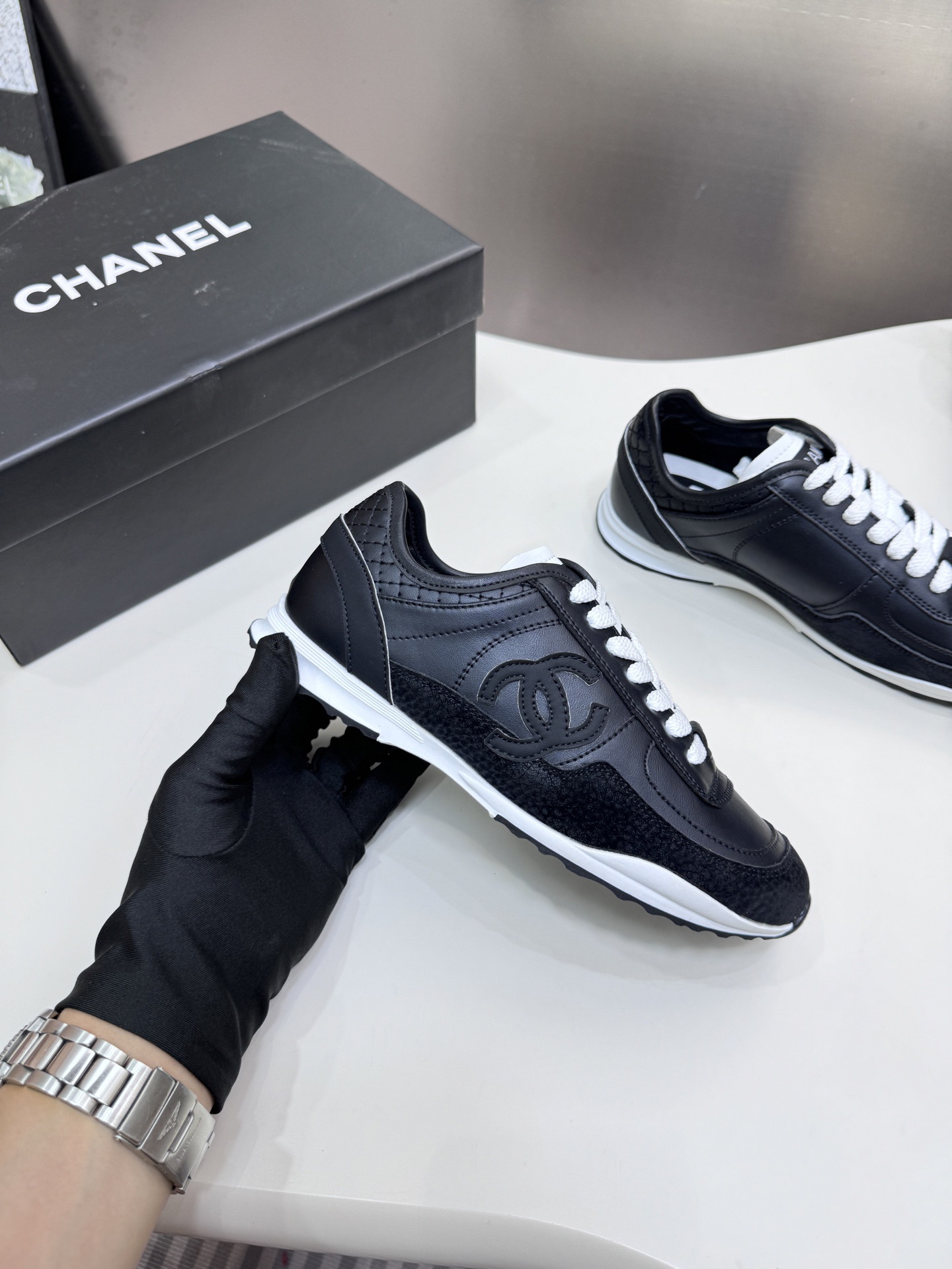 Chanel Platform Panda Sneakers Black