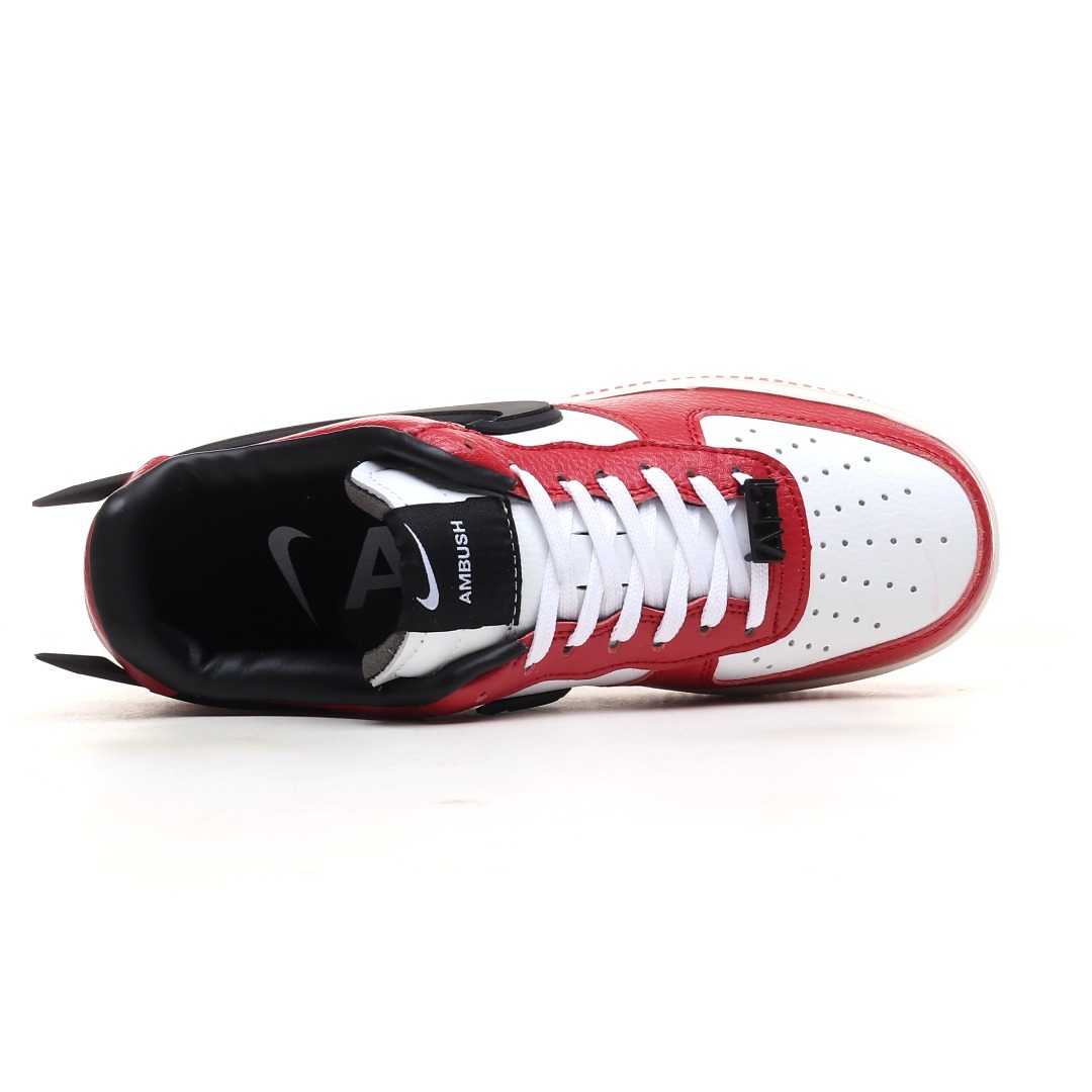 Nike x AMBUSH Air Force 1 Low Leather Sneakers Red/White/Black