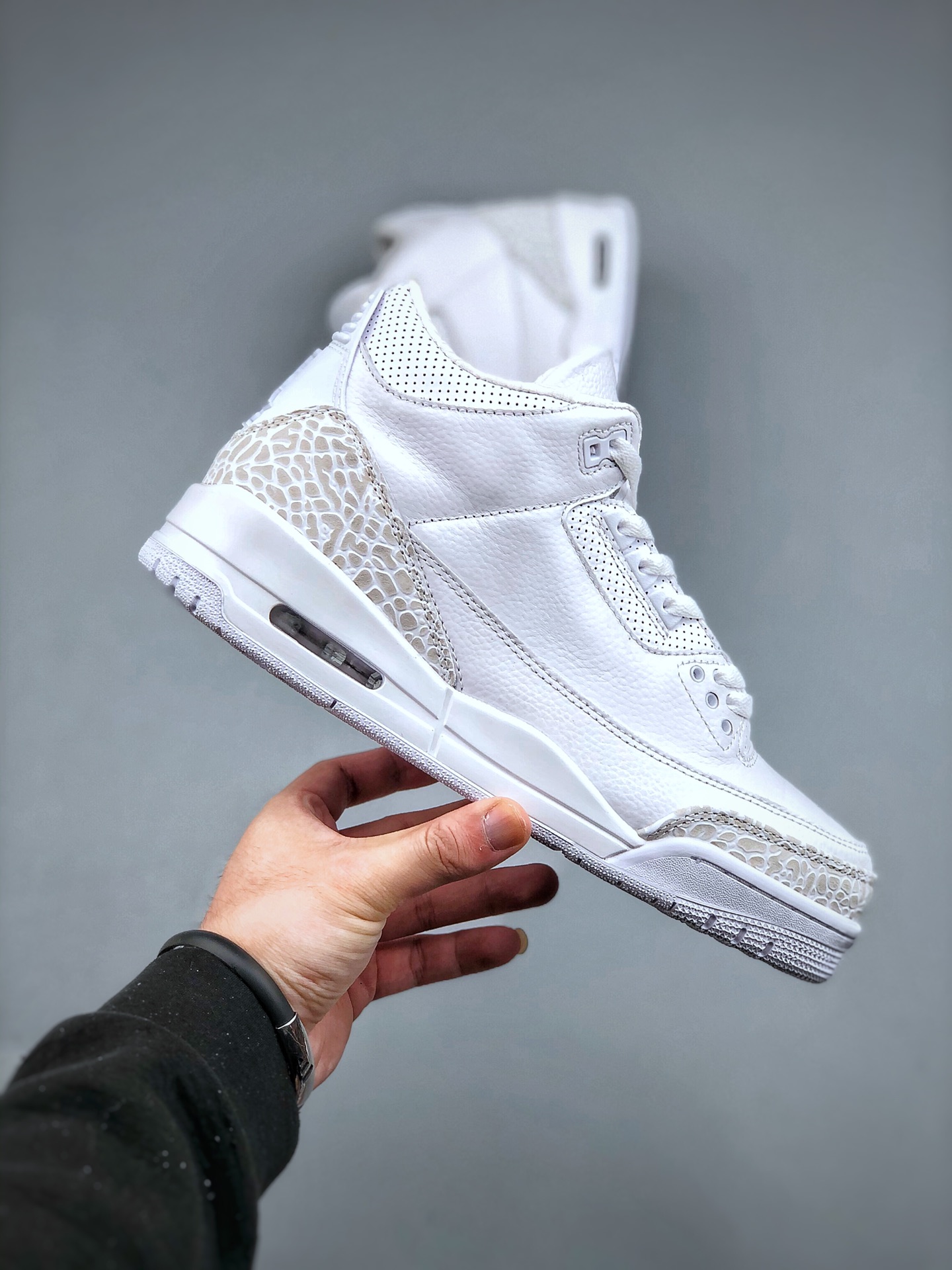 Jordan 3 Retro Pure White Leather Sneakers White
