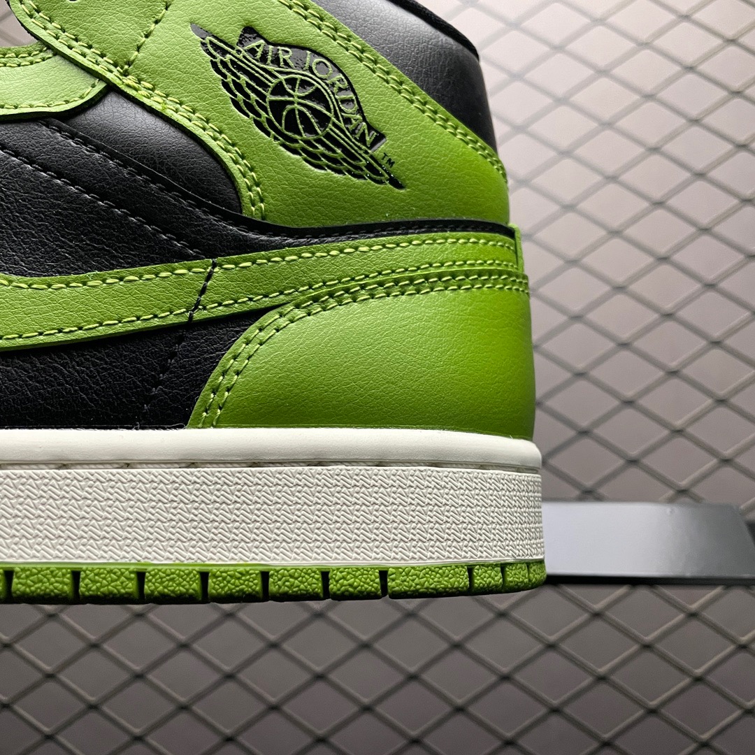 Jordan 1 Mid Leather Sneakers Lime Green/Black