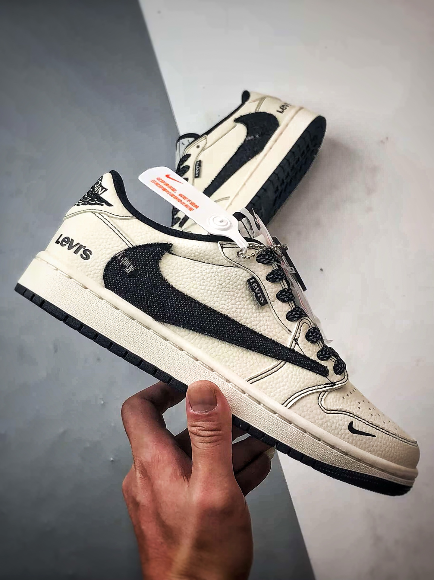 Jordan 1 Low OG Denim Swoosh Sneakers Black/White