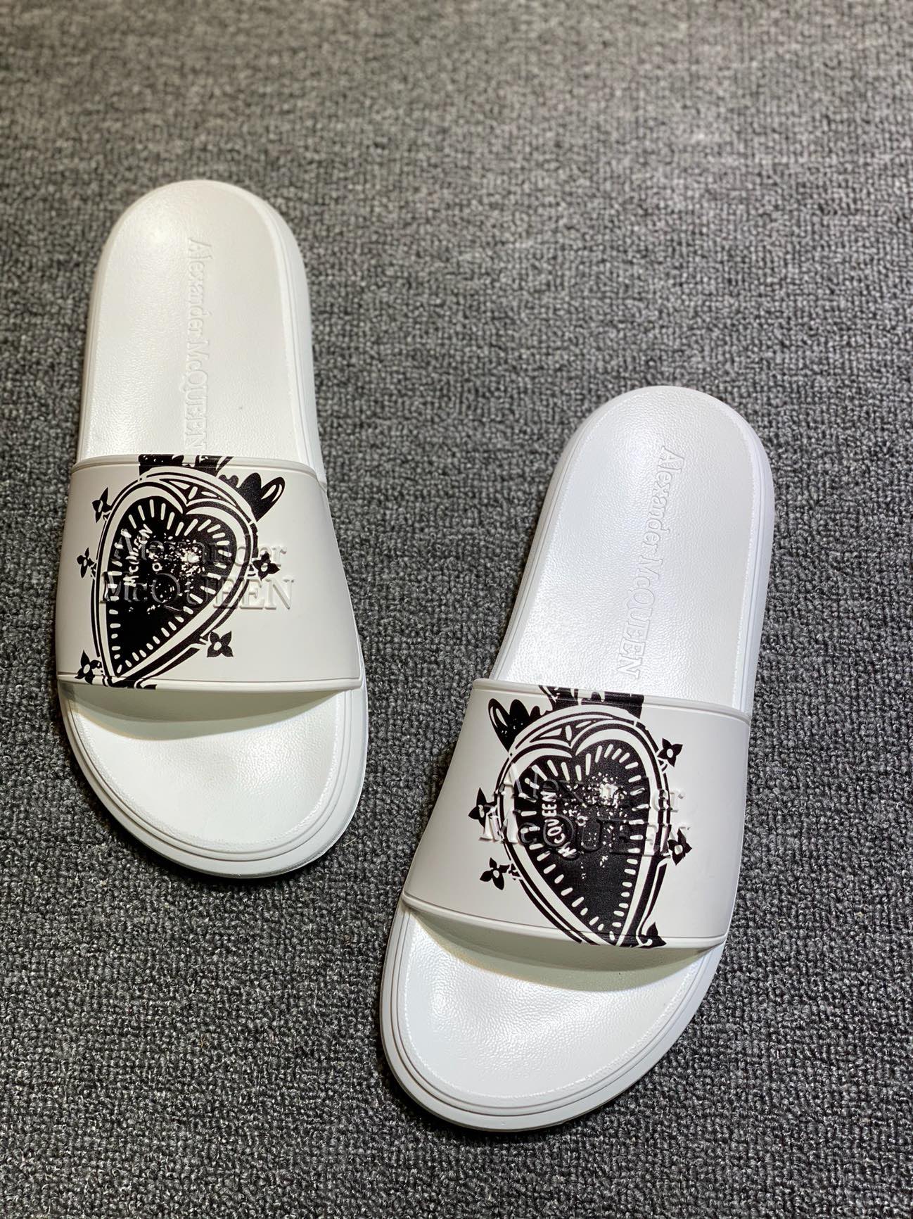 Alexander McQueen Graphic Slide Sandals White