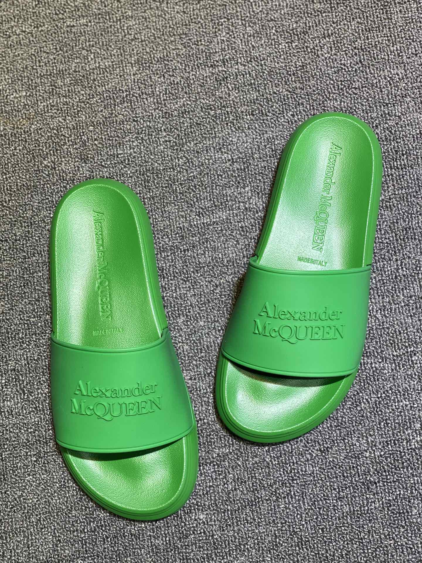 Alexander McQueen Logo Slide Sandals Green