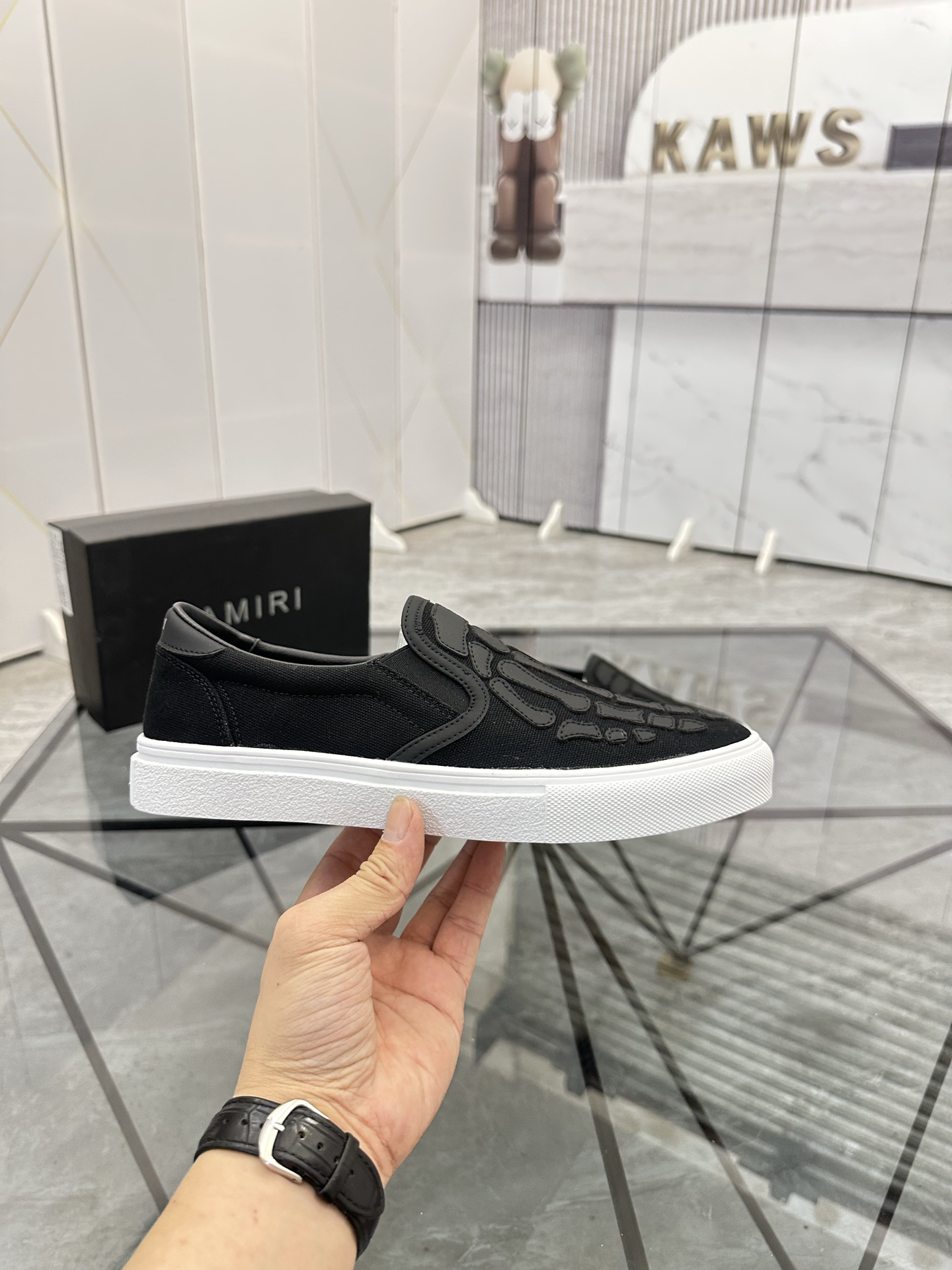 Amiri Skeleton Slip-On Sneakers Black