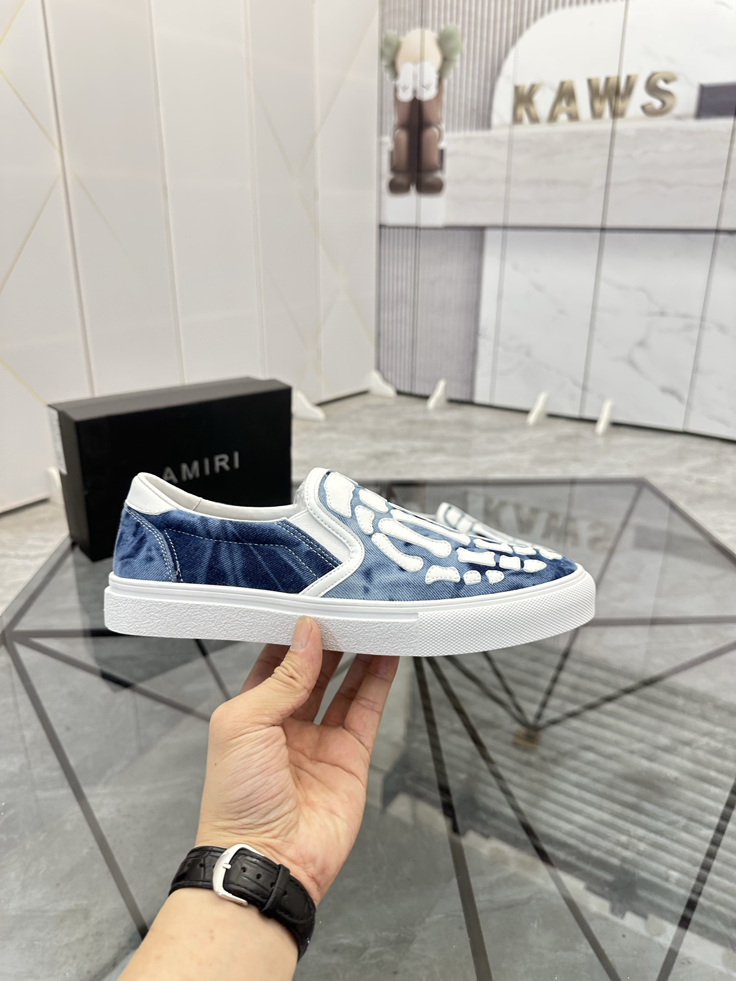 AMIRI Skeleton Slip-On Sneakers Blue