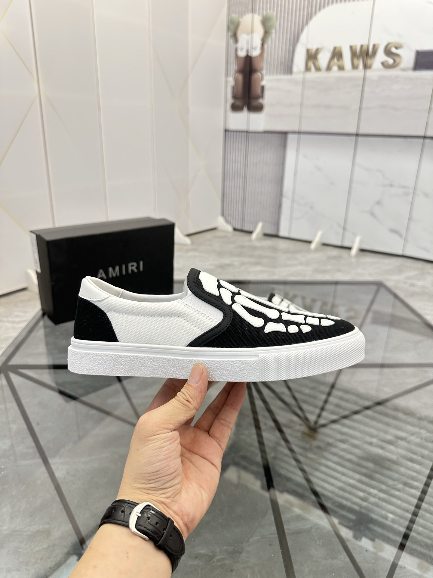 Amiri Skeleton Slip-On Sneakers Black/White