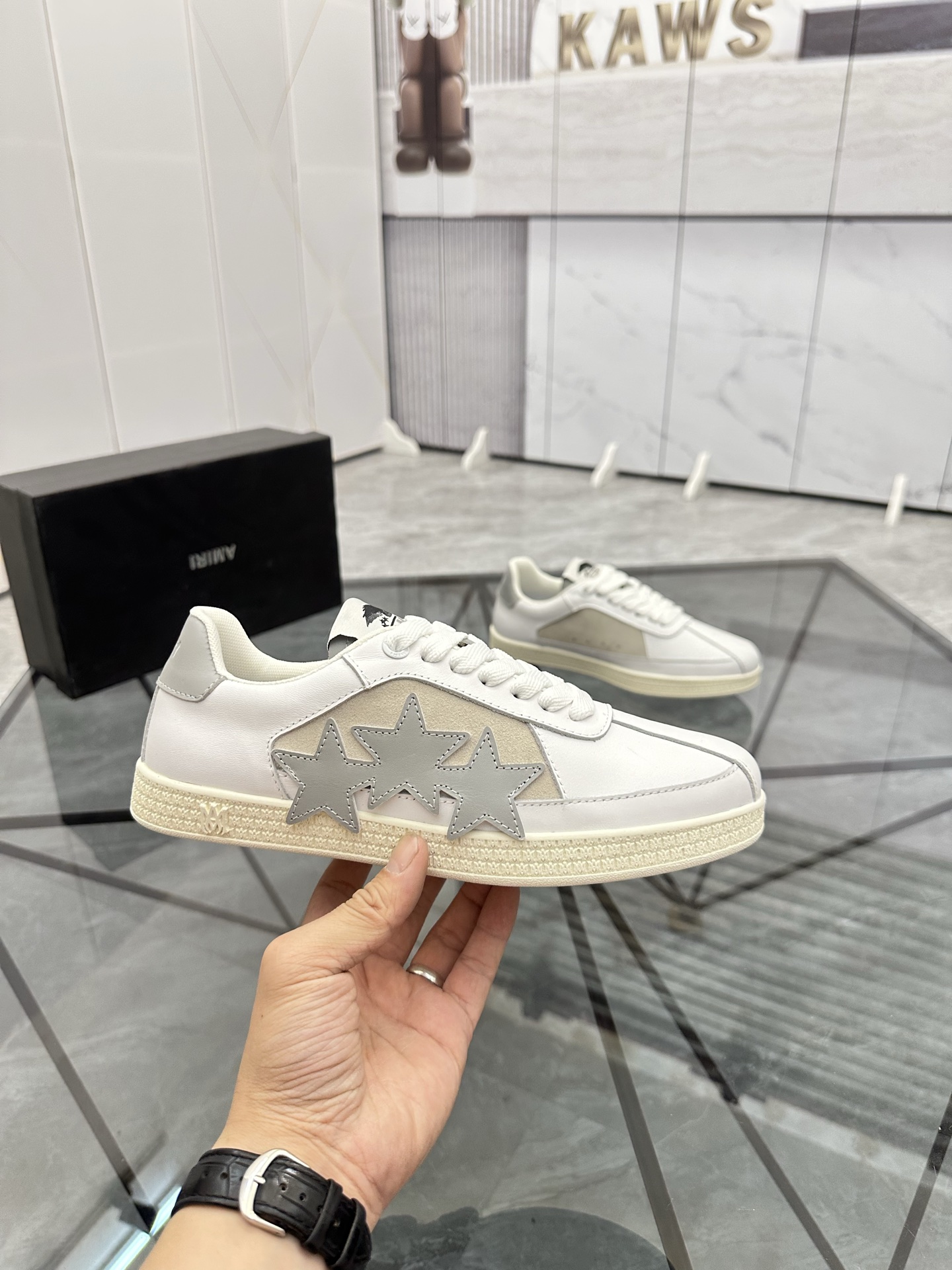 Amiri Star Panel Low-Top Sneakers White/Grey