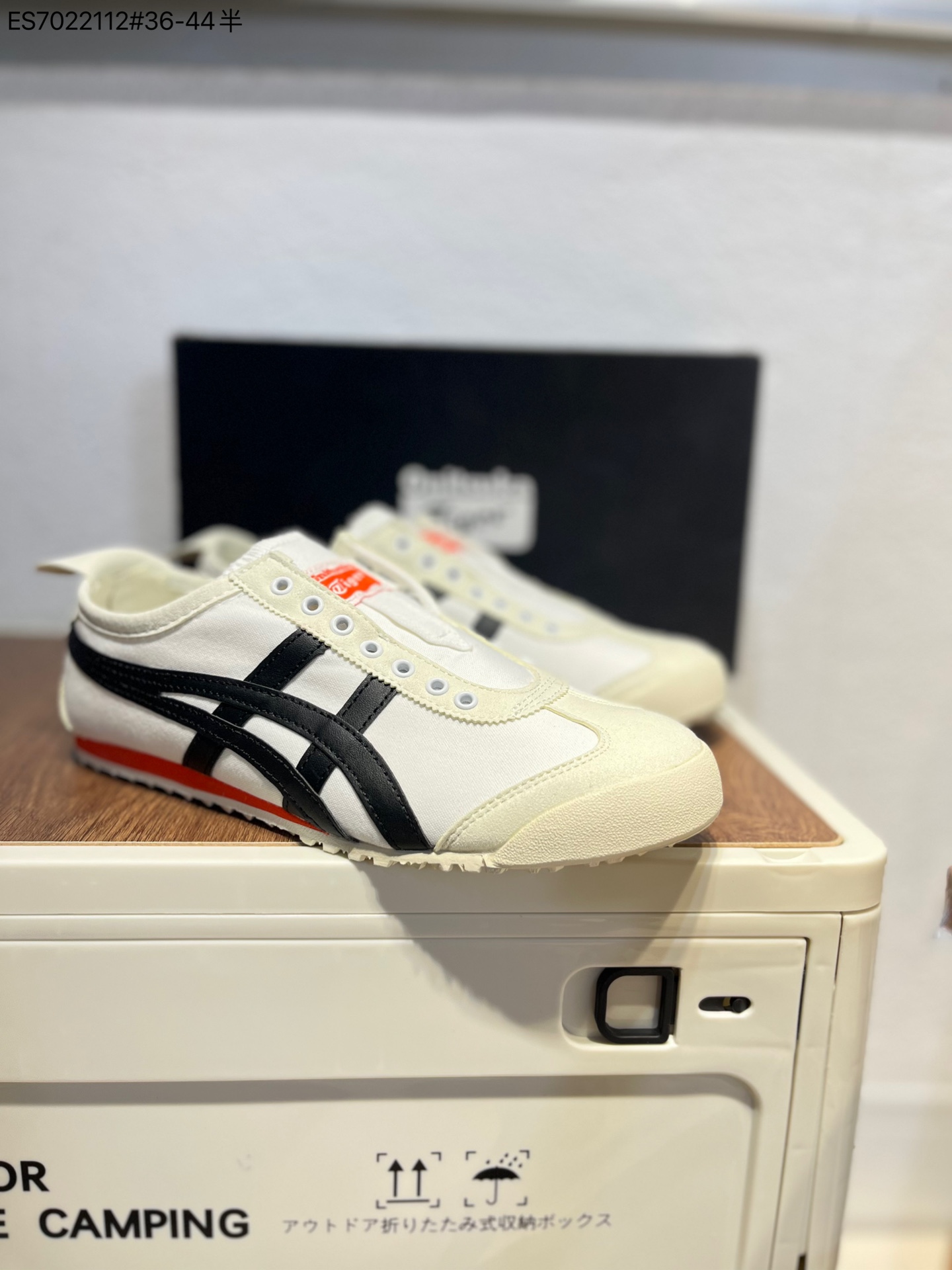 Onitsuka Tiger Slip-On Canvas Sneakers White/Black/Red