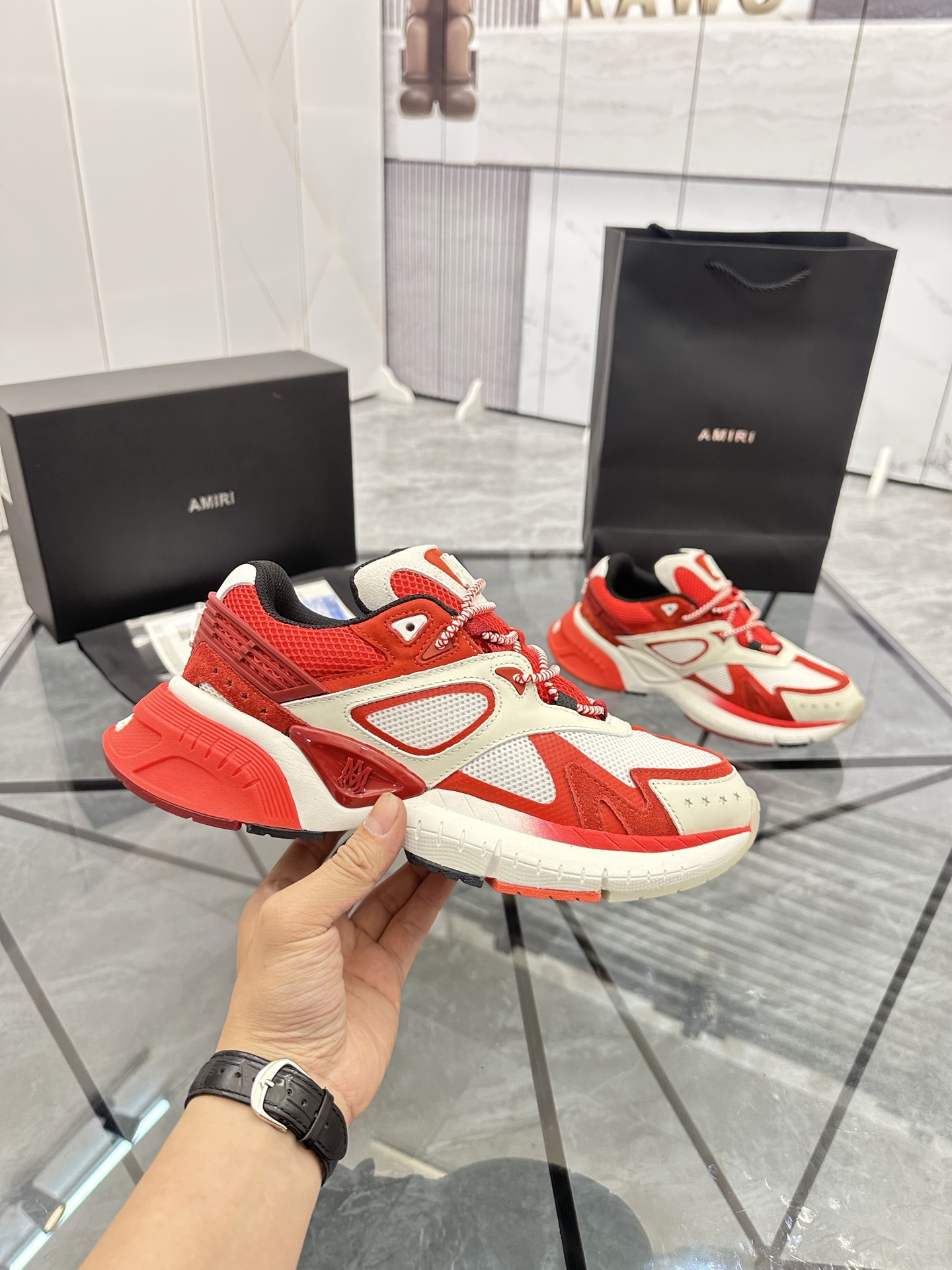 AMIRI Low-Top Casual Sneakers Red/White