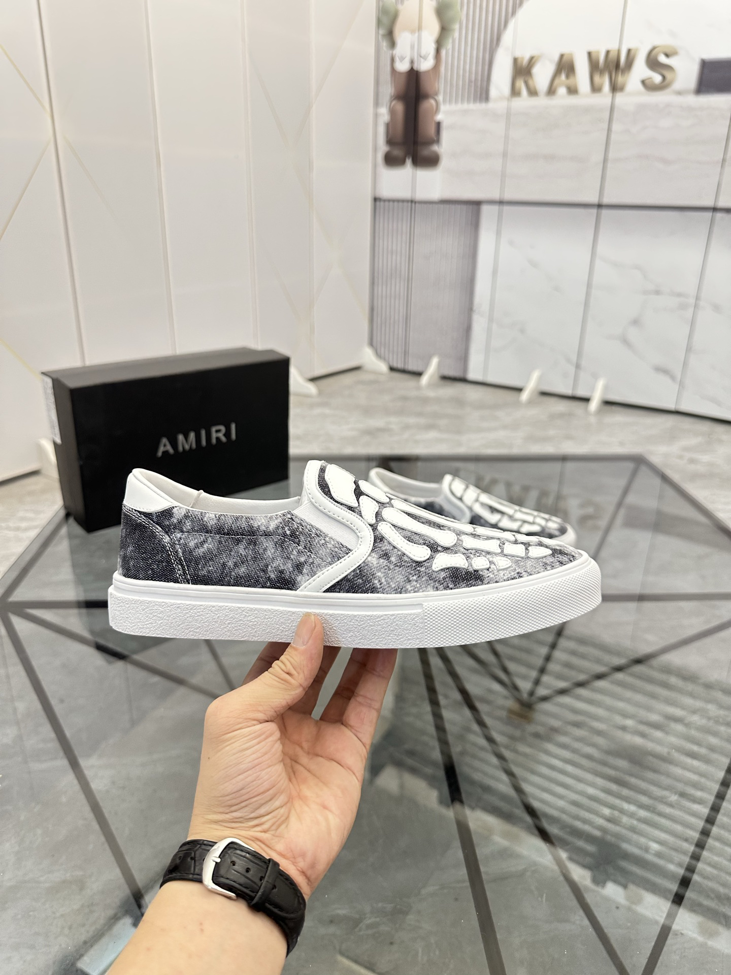 Amiri Skeleton Slip-On Shoes Black/White