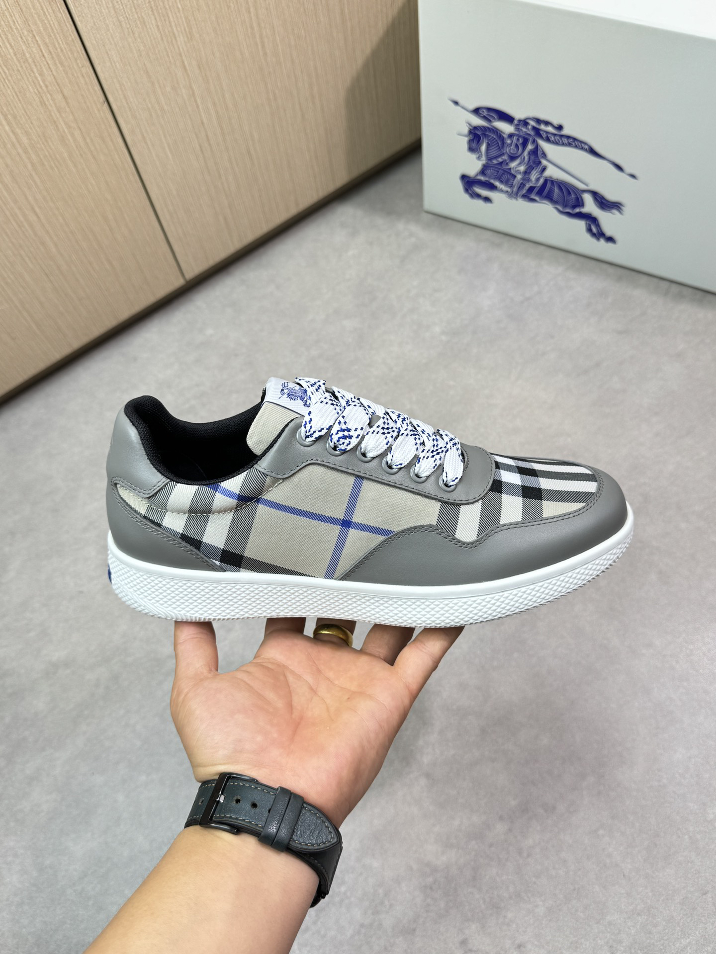 Burberry Check Low-Top Sneakers Grey