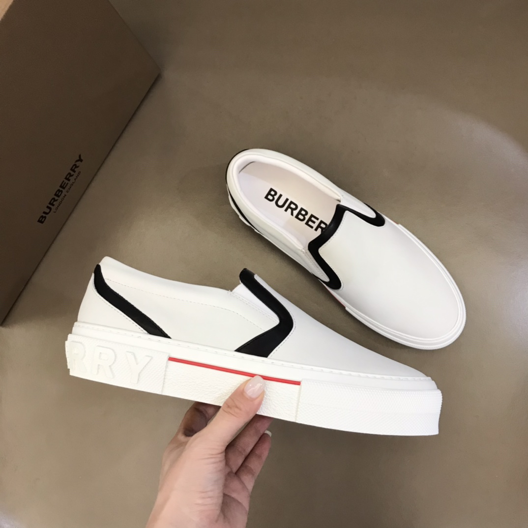 Burberry Leather Slip-On Sneaker White/Black