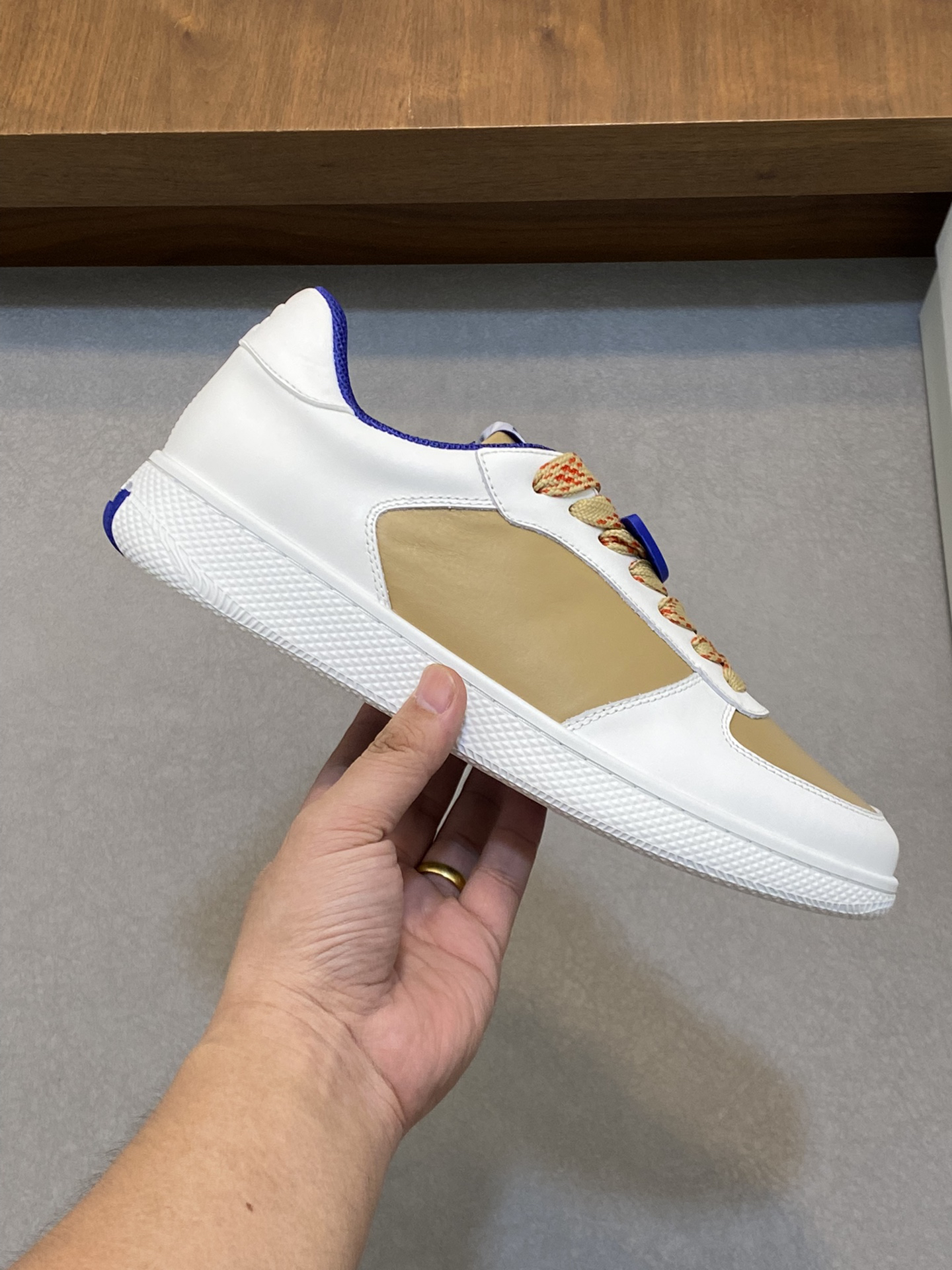 Burberry Leather Low-Top Sneakers Khaki