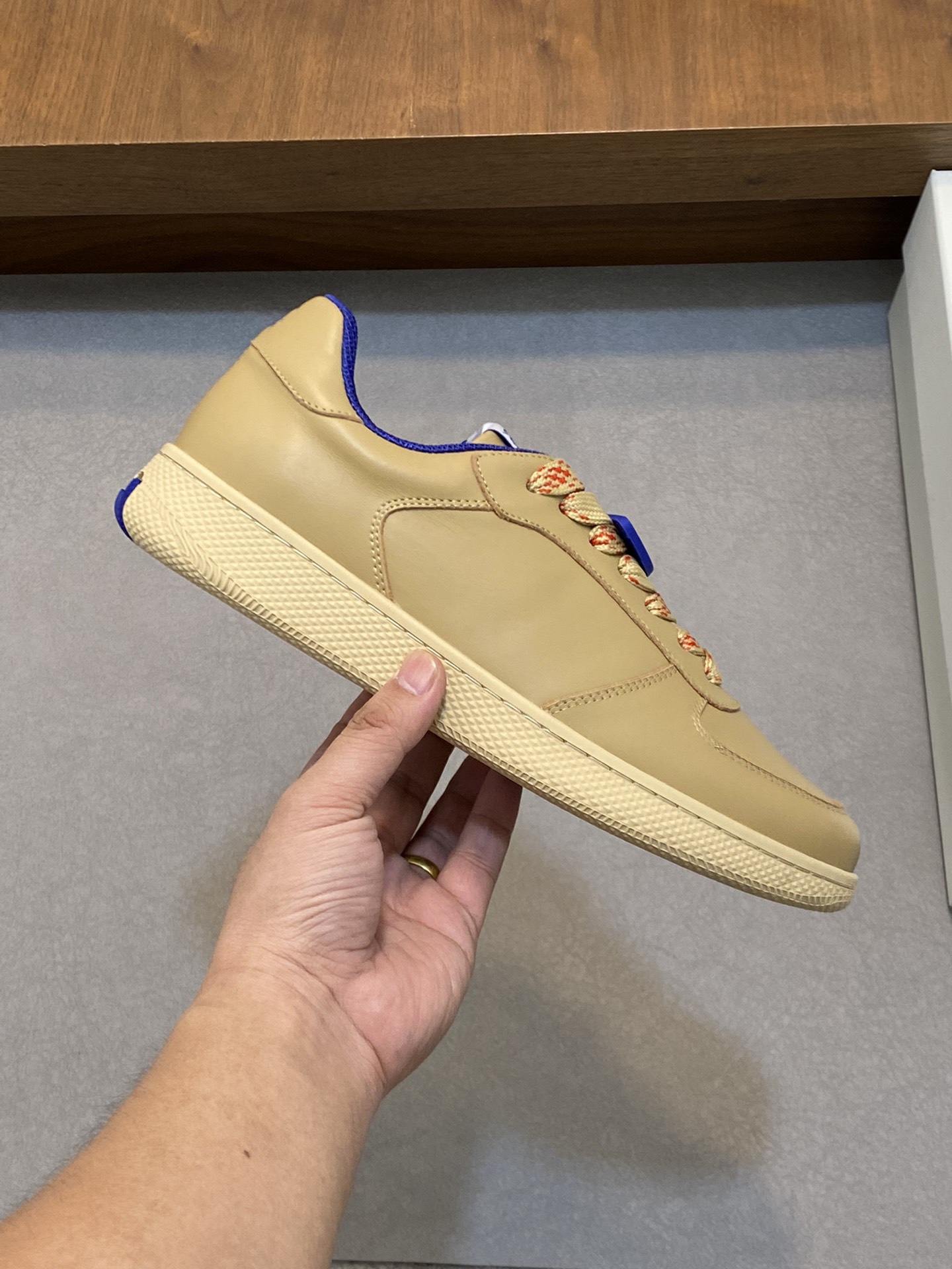 Burberry Leather Low Sneakers Khaki