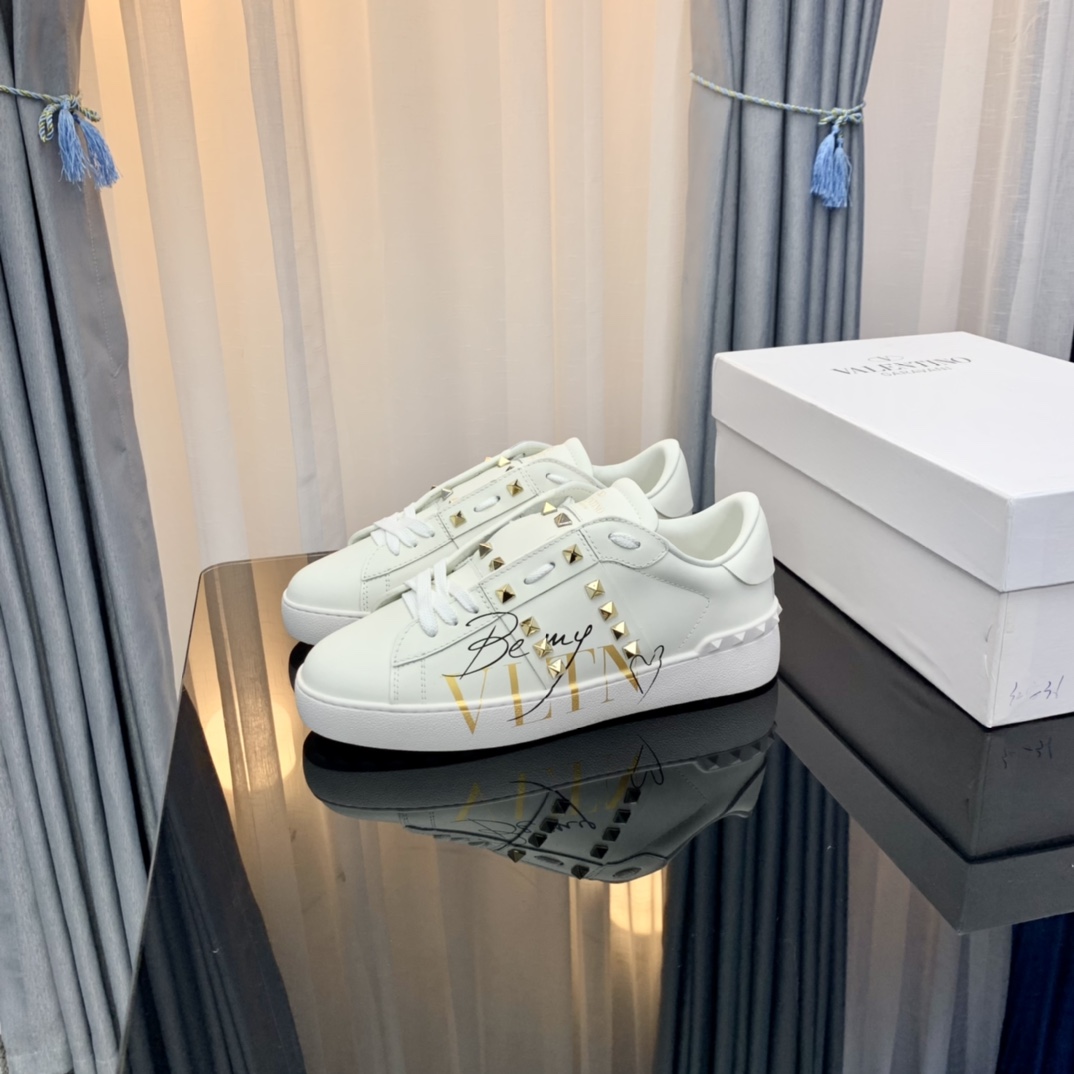 Valentino VLTN Stud Lace-Up Sneakers White