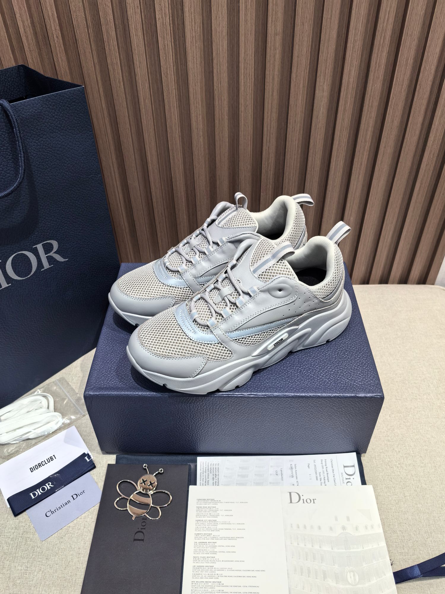 Dior B22 Mesh Leather Sneakers Grey