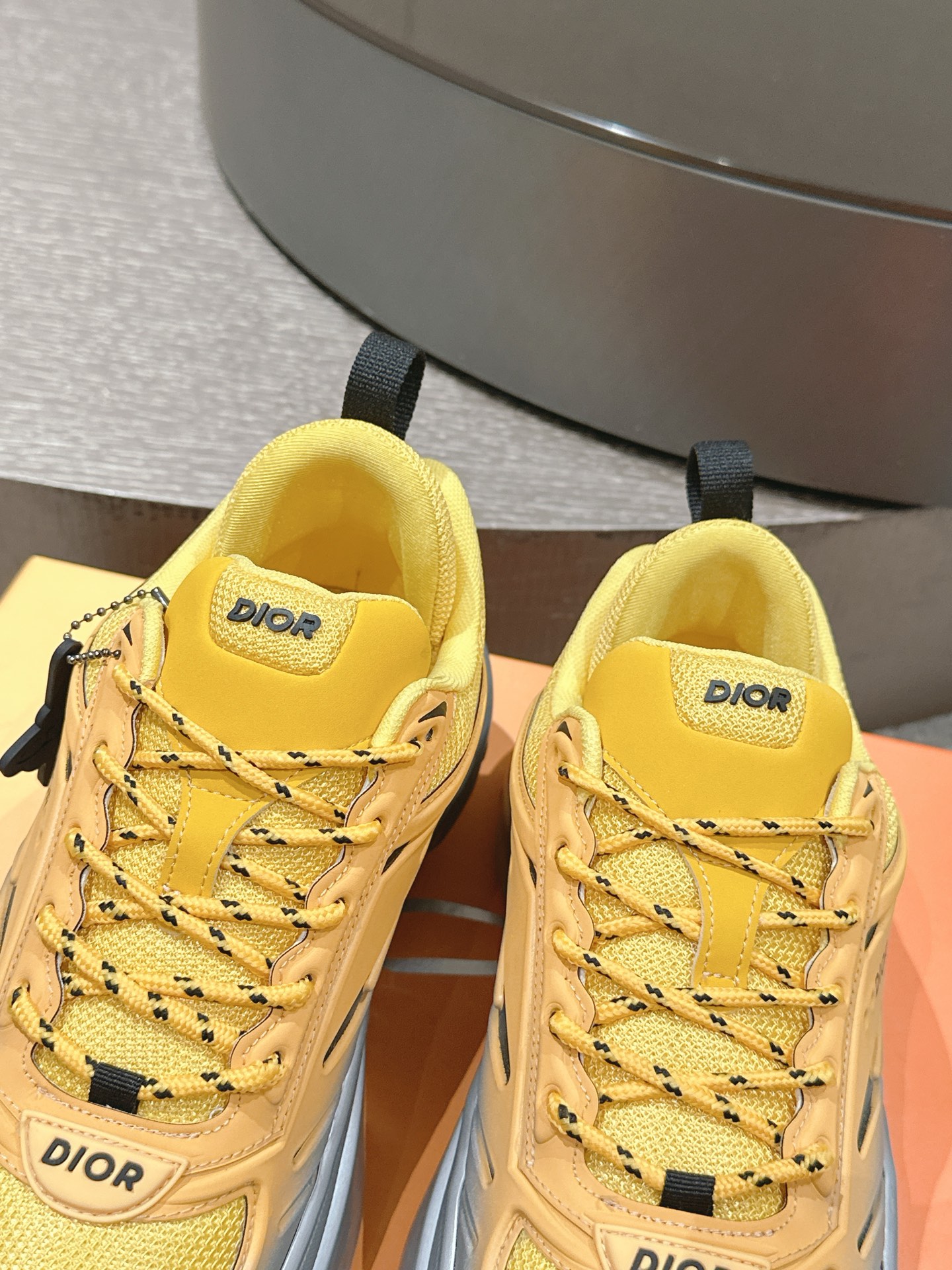 Dior B44 Gradient Mesh Dad Sneakers Yellow