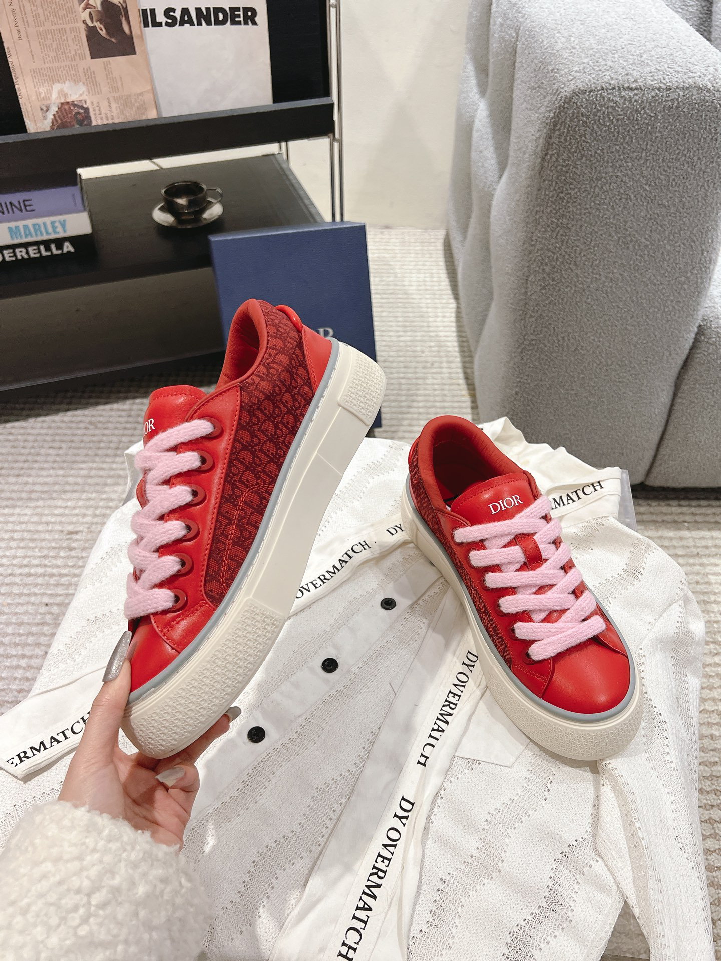 Dior B33 CD Diamond Skate Sneakers Red