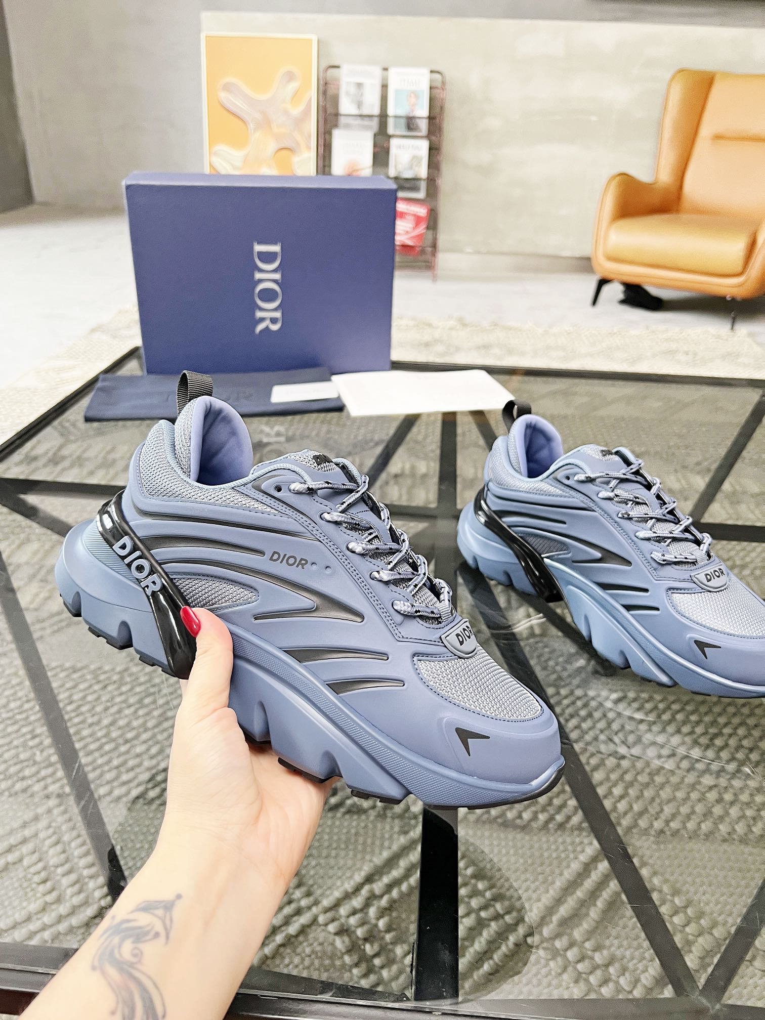 Dior B44 Blade Mesh Sneakers Gray-Blue