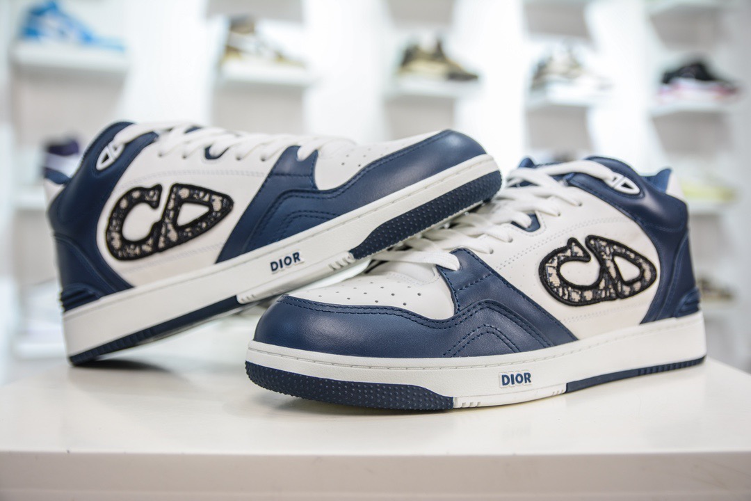 Dior B57 Mid-Top Sneakers Navy/White