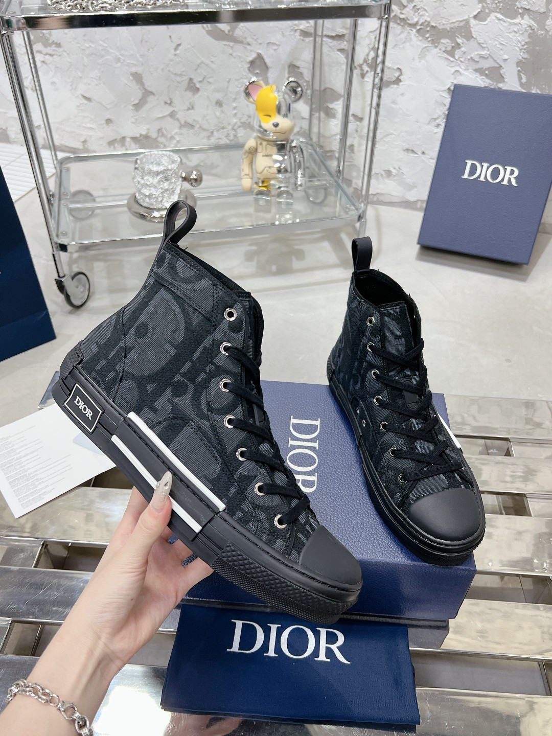 Dior B23 Oblique High-Top Sneakers Black