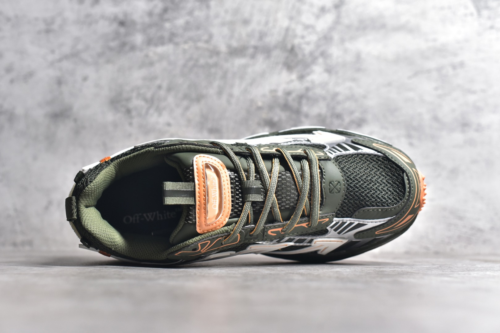 Off-White CO Virgil Abloh Retro Runner Sneakers Green